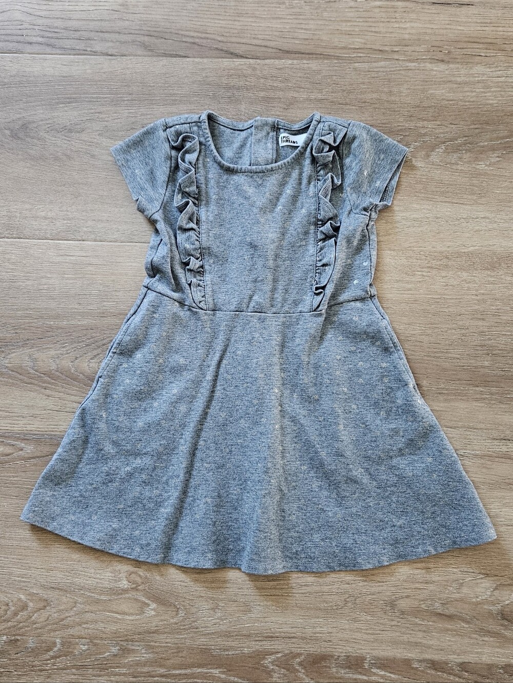 Epic Threads Heather Gray Ruffle-Front Knit Dress Size 6